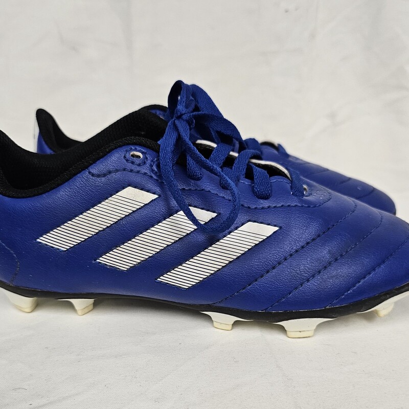 Adidas Goletto Soccer Cleats, Blue & White, Size: 2, pre-owned
