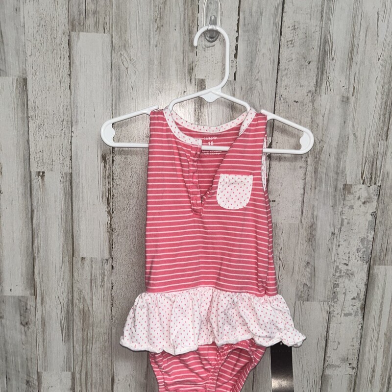 18m Pink Stripe Onesie, Pink, Size: Girl 6-12m