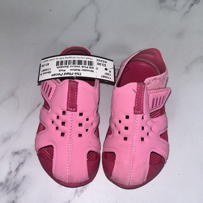 5/6 Pink Velcro Sandals, Pink, Size: Shoes 5
