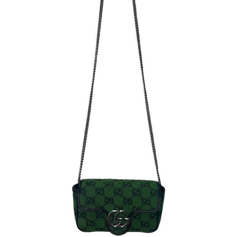 Gucci Marmont Canvas Green Navy<br />
<br />
Size: Super Mini<br />
<br />
Style Code: 476433 493075