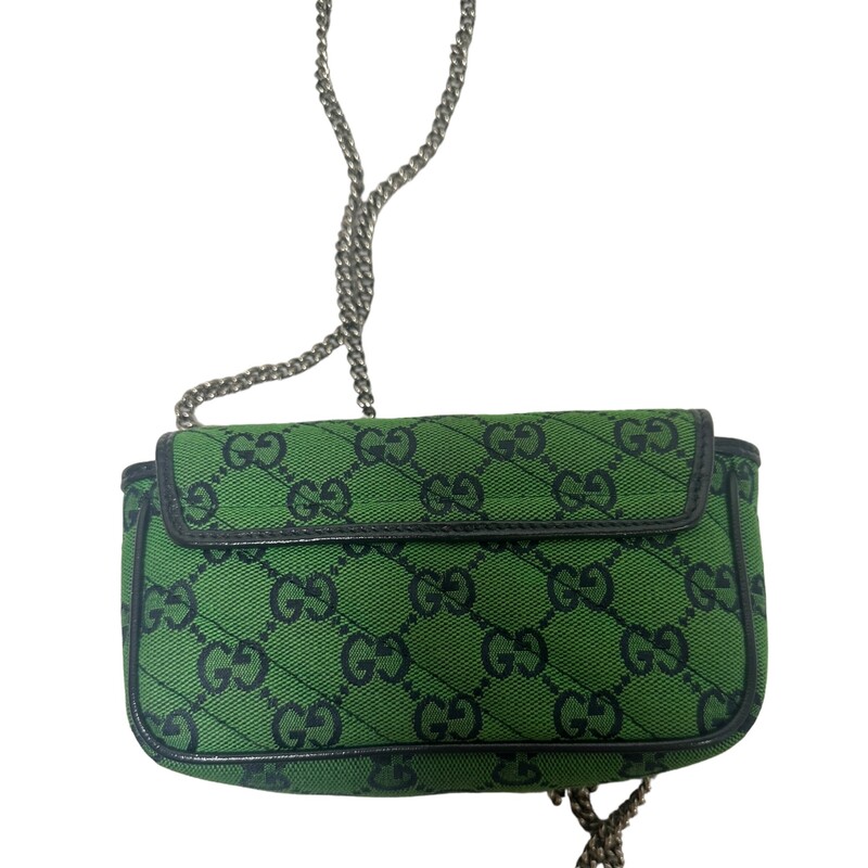 Gucci Marmont Canvas Green Navy<br />
<br />
Size: Super Mini<br />
<br />
Style Code: 476433 493075