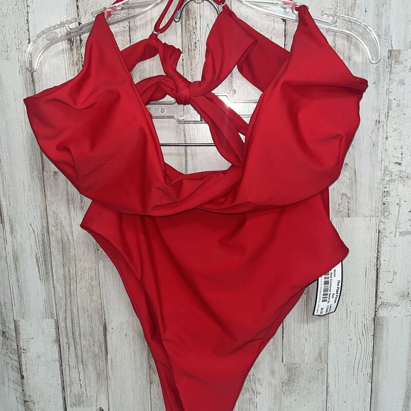 L Red Crossover Swim Suit
