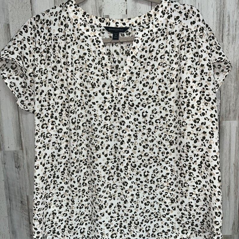 M White Sheer Leopard Top, White, Size: Ladies M
