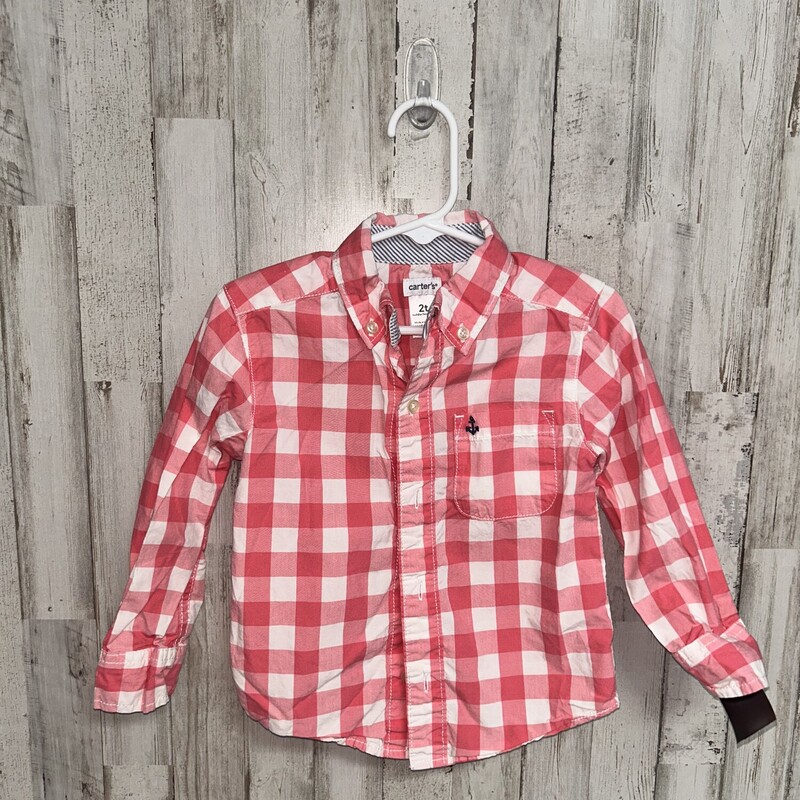 2T Pink Plaid Button Up