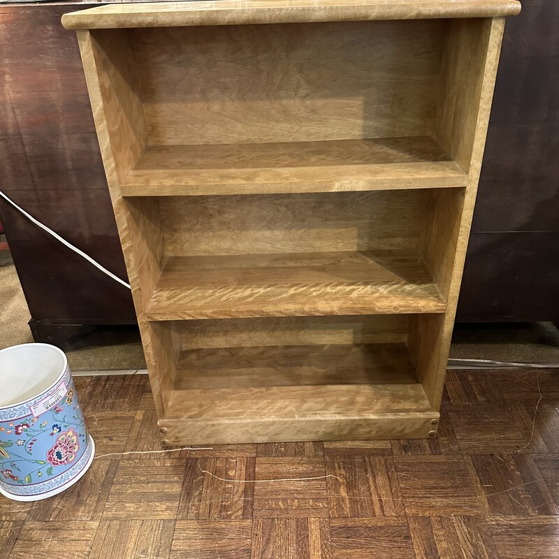 3 Shelf Bookcase
Size:  26 x 10 x 35tall
This is a beautiful, heavy bookcase made of
native birch and European Beech Wood.  It has
a gorgeous grain in the wood and is in perfect
condition.