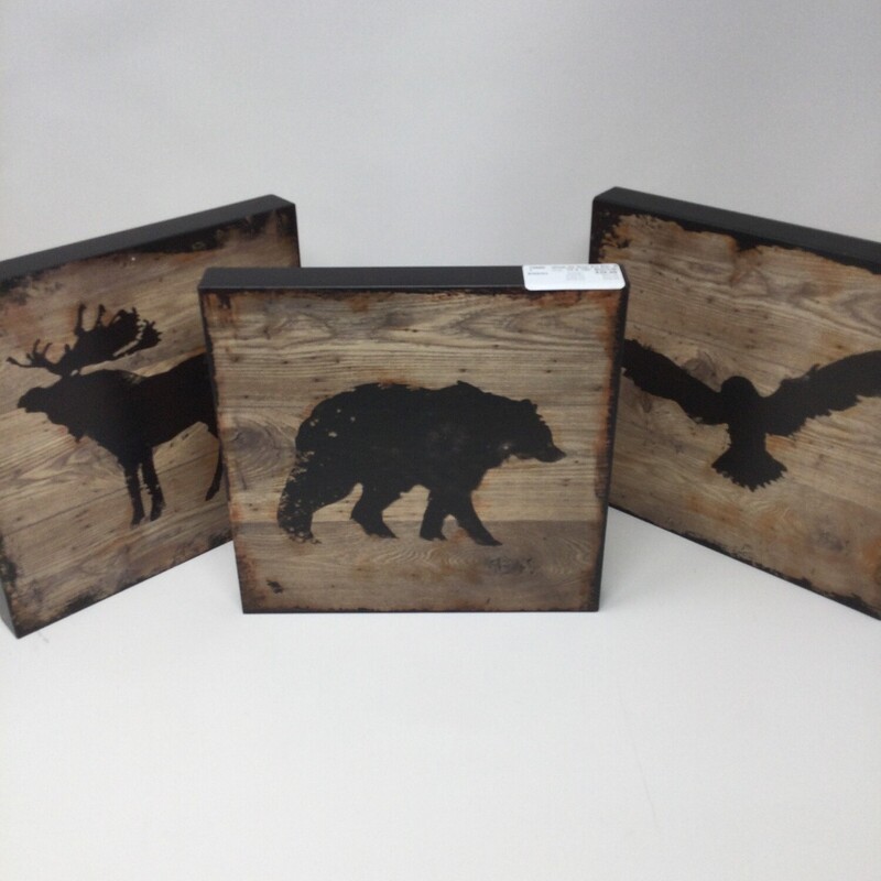 WildLife Wall Art Set of 3
Wood/Black/Brown,
Size: 10 X 10in