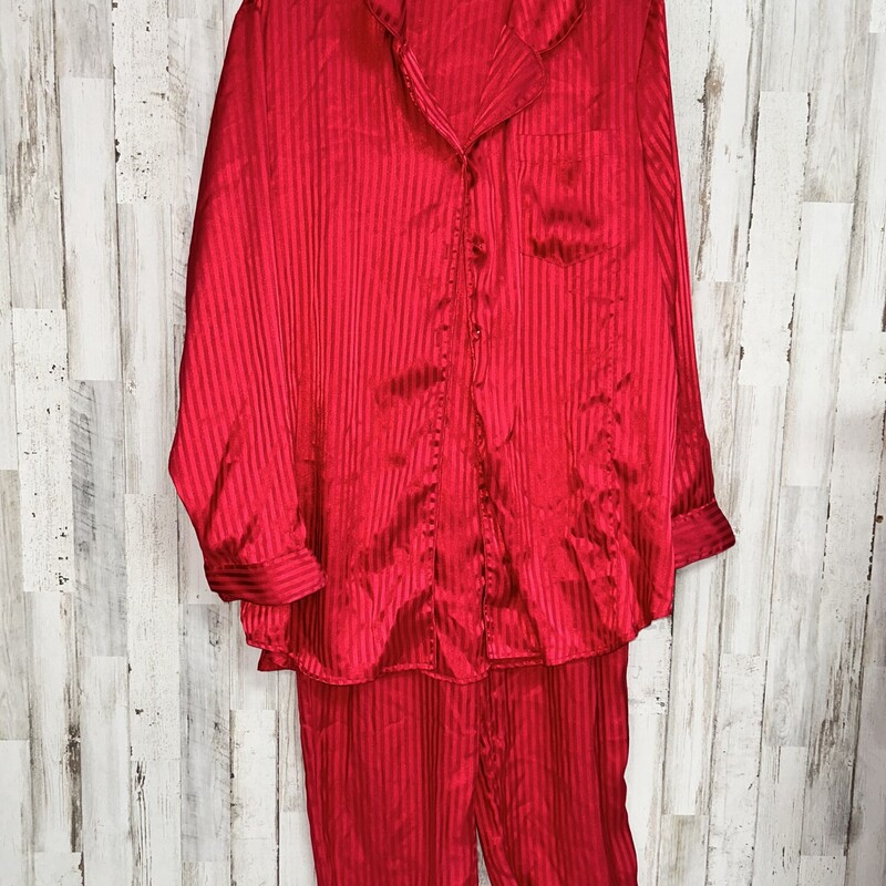L Red Silk 2pc Pajama Set