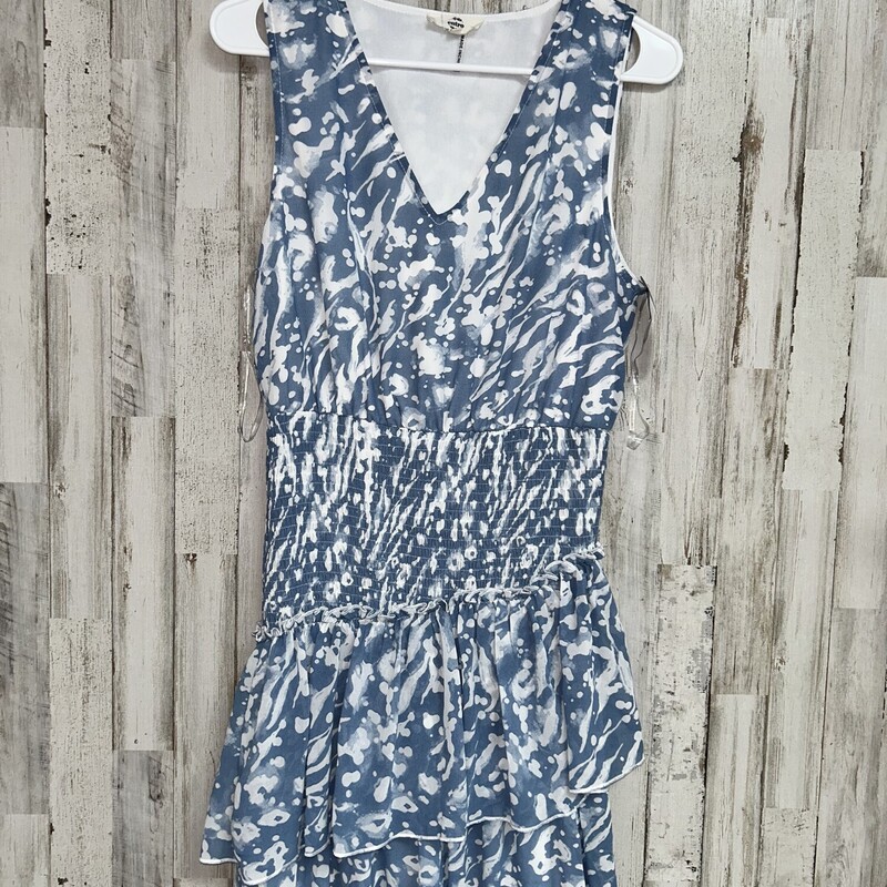 S Blue Print Smock Dress, Blue, Size: Ladies S