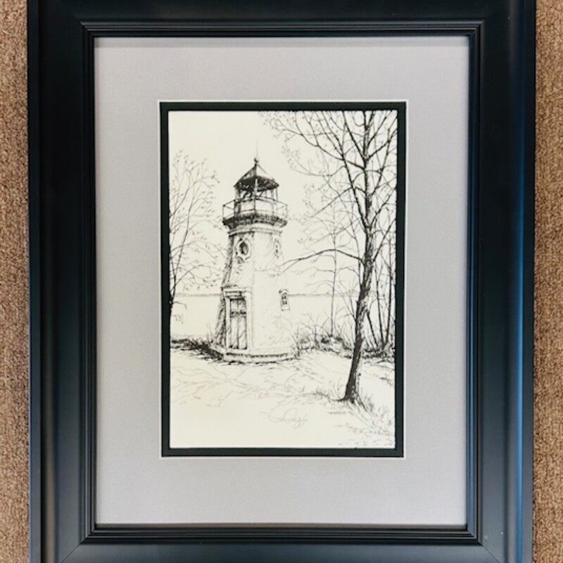 Cheboygan Lighthouse
Black White Pencil Drawing
Size: 15x18H
Coordinating Art Sold Separately