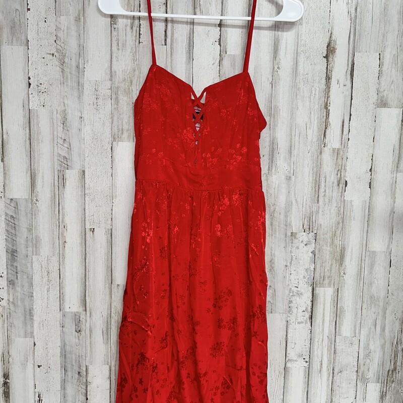 S Red Flower Tank Dress, Red, Size: Ladies S