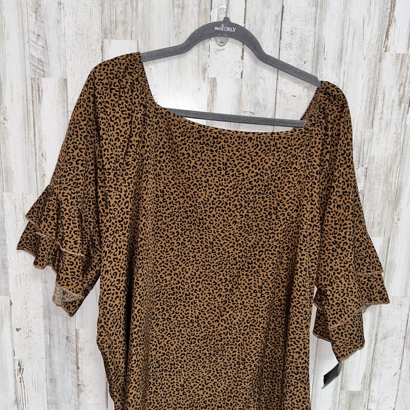 1X Brown Leopard Top, Brown, Size: Ladies XL