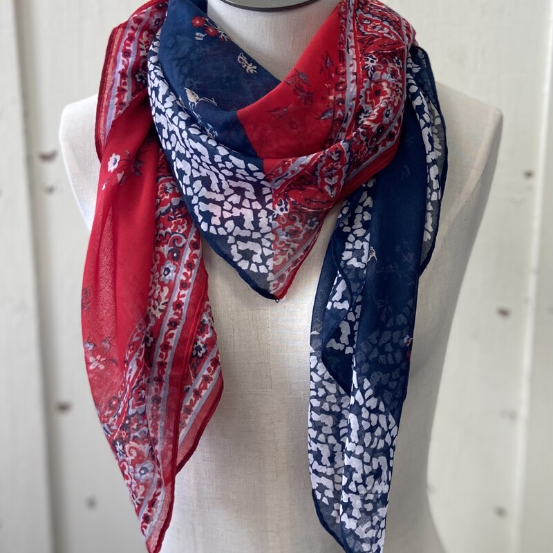 Red/blyu/wht Floral Scarf