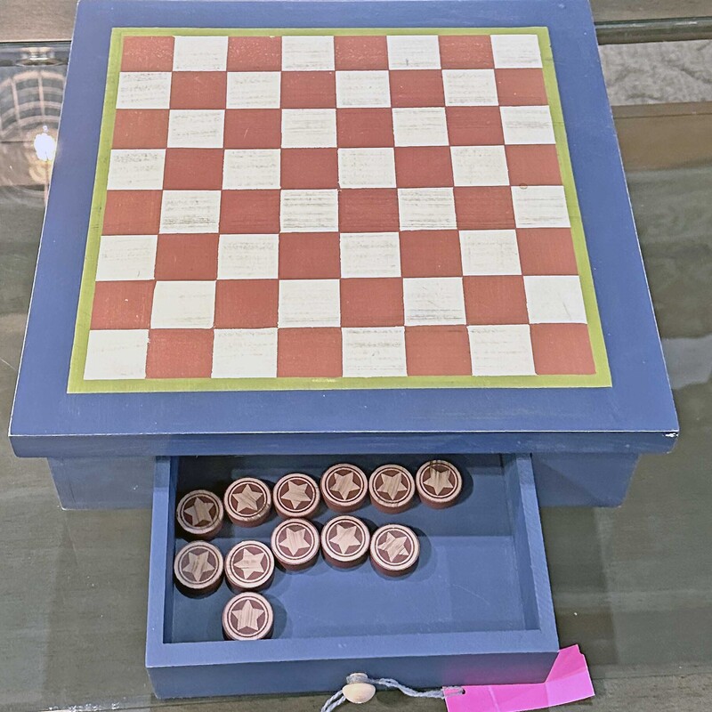 Wooden Checker Set in Wooden Box<br />
15 Square x 4.5 Tall.
