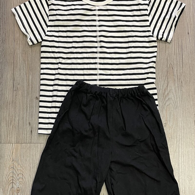 2pc Clothing Set, Blk/whit, Size: 6-7Y