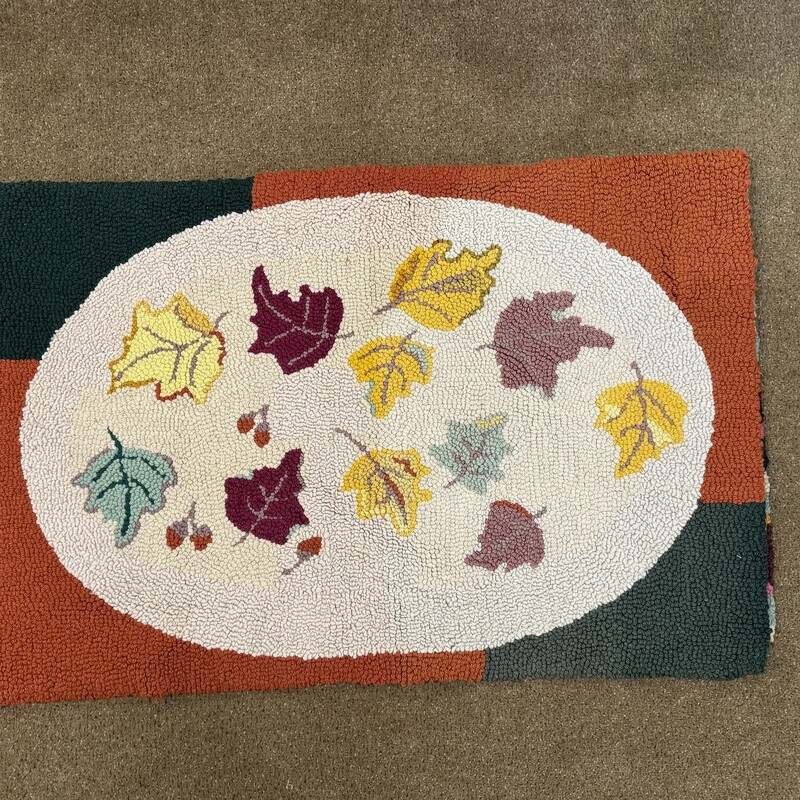 Wool Hooked Rug W/ Leaves
100% Wool Hand Made
37 Inches by 25 Inches