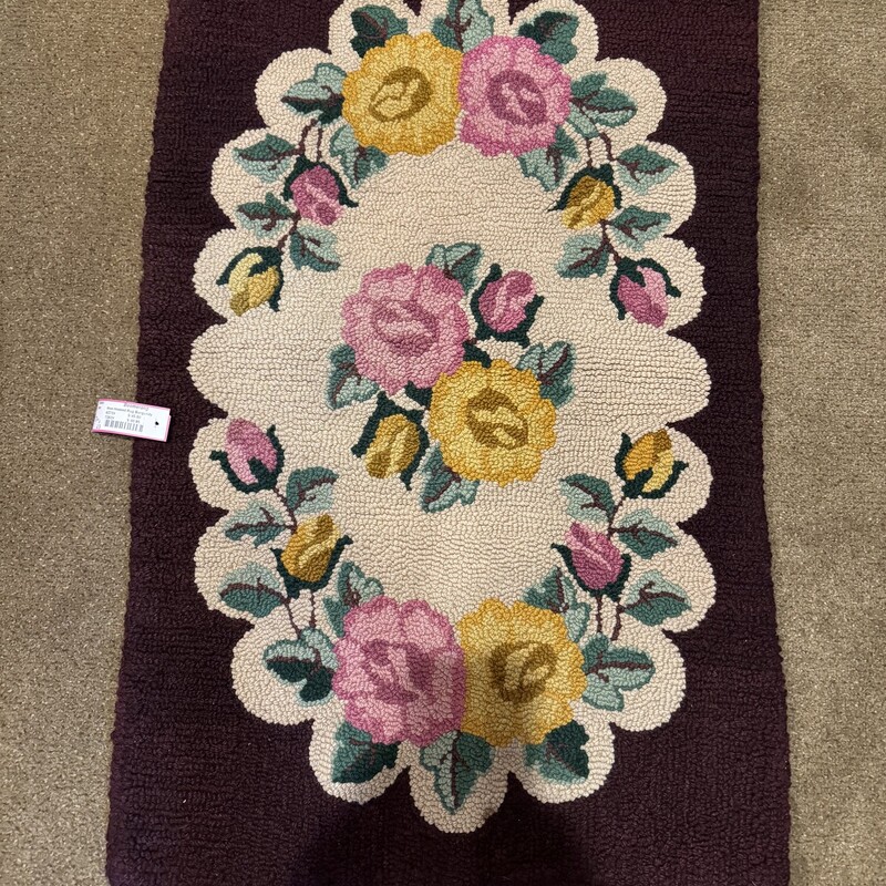 Wool Hooked Rug Burgundy Floral
100% Wool Hand Made
36 Inches by 23 Inches