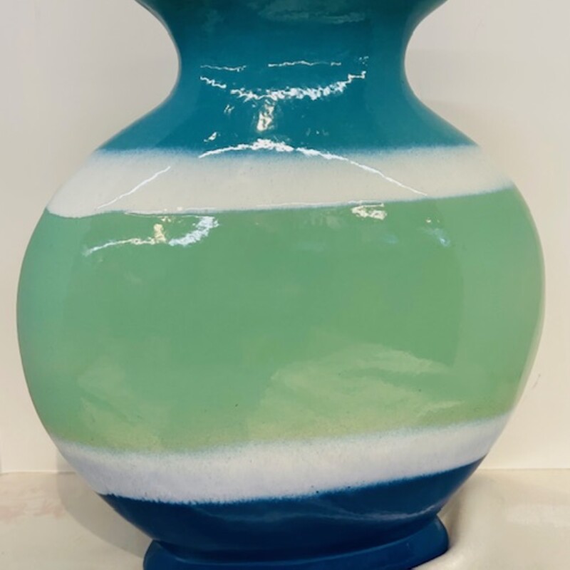 Striped Flat Curved Vase
Turquoise Blue Green
Size: 11 x 4 x 12H