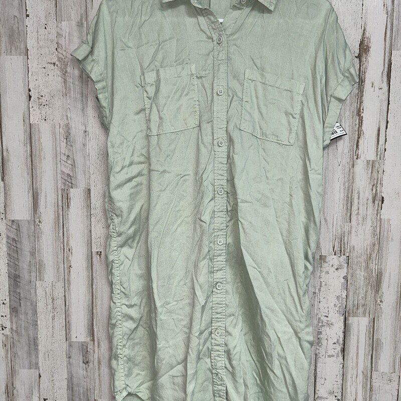 S Sage Button Up Dress, Green, Size: Ladies S