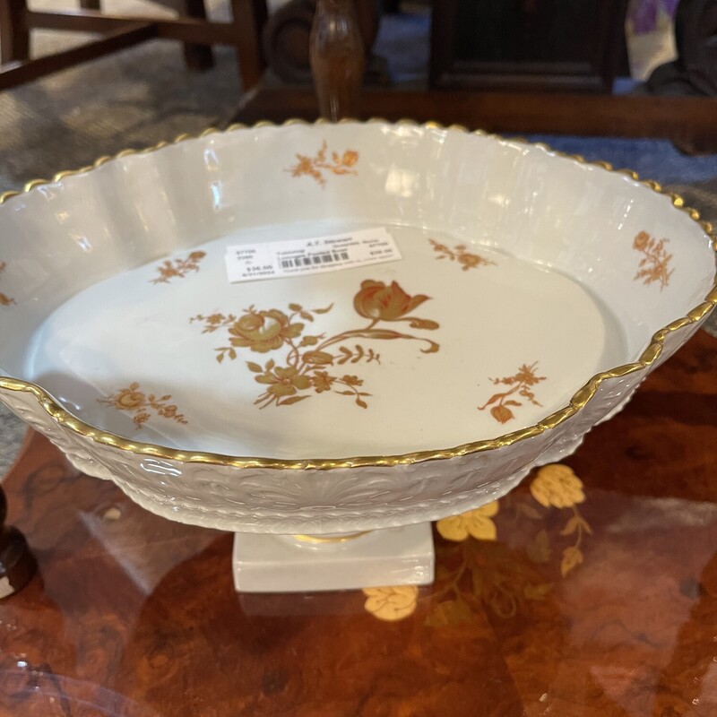 Limoges Footed Bowl, Gold/Wh, Size: None