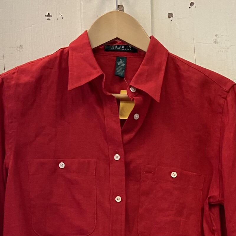 Red Linen Button Shirt