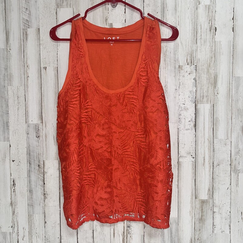 M Red Lace Printed Tank