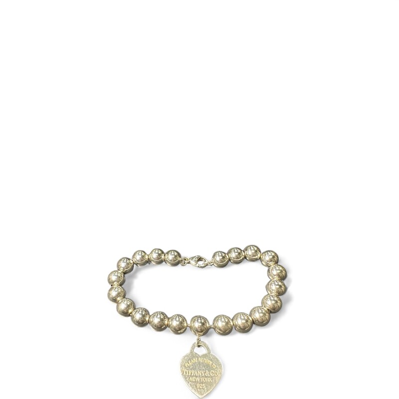 Tiffany & Co. Hardware Ball Heart Tag Bracelet
sterling silver 925
Bracelet: 8mm ball, 7.25 long