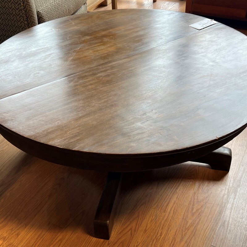 Antique Coffee Table, Dark Stain, Round
42in diameter, 19in tall