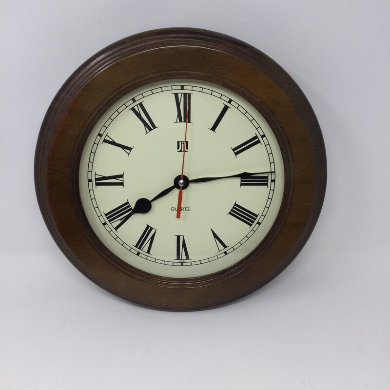 Wall Clock, Brown, Size: 14in