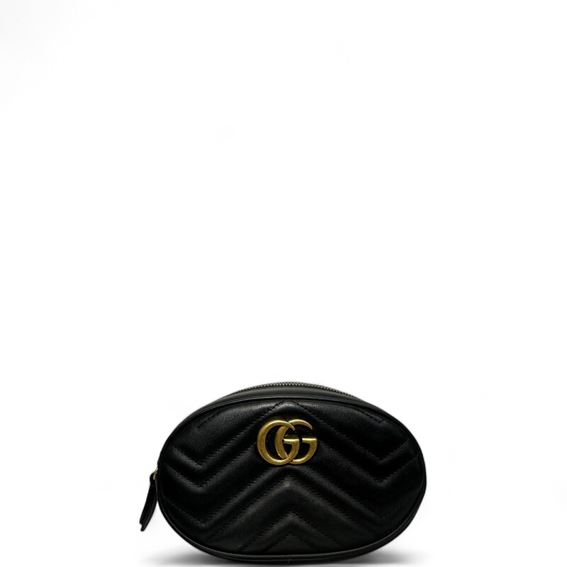 Gucci Belt Bag
Black Leather
Double G Logo
Gold-Tone Hardware
Alcantara Lining & Single Interior Pocket
Zip Closure at Top
Unfortunately, due to restrictions, this item may not be eligible for shipping in all areas.

Dimensions:
Height: 4.5
Width: 7.25
Depth: 1.5