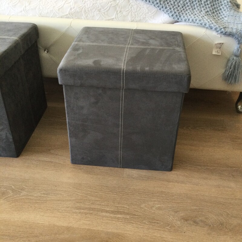 Collapsible  Storage Cube, Grey, Faux suede. Size: 16X16