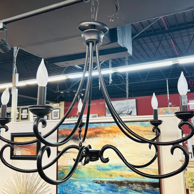 Pottery Barn Iron Scroll 5 Light Chandelier
Dark Brown Size: 31 x 25H