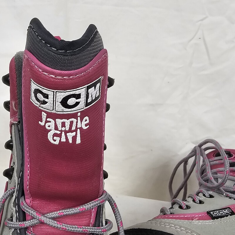 CCM Jamie Girl Sale & Pelletier Figure Skates, Pink & Gray, Size: 1, pre-owned in great shape