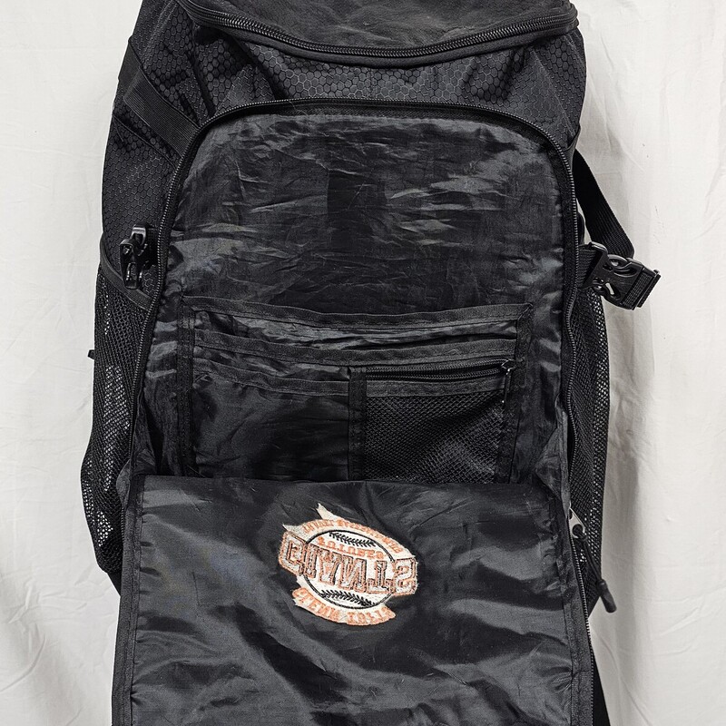 Champro Baseball Backpack, Black, Size: Catchers, pre-owned, team Glenn Tufts Travel Baseball Team, Future Giants
