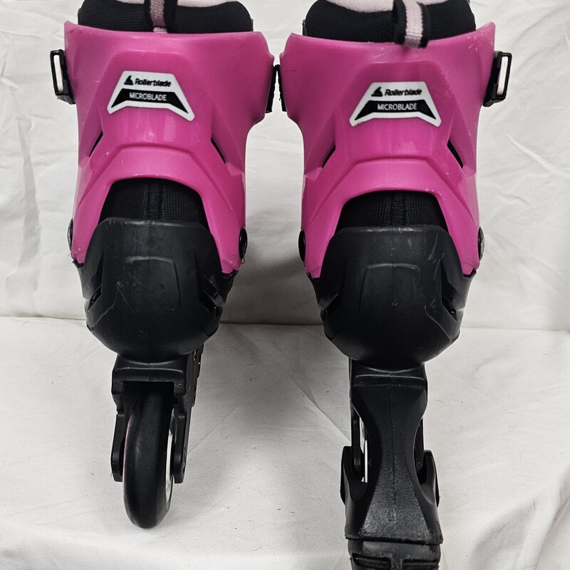 Rollerblade Microblade Adjustable Inline Skates, Kids Sizes: 2-5, Pink & Black, pre-owned