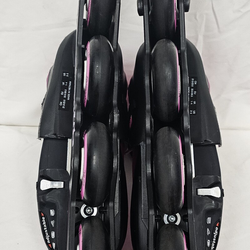 Rollerblade Microblade Adjustable Inline Skates, Kids Sizes: 2-5, Pink & Black, pre-owned