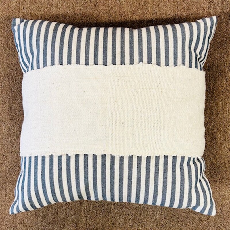 Stripe Woven Middle Down Pillow
Blue and White
 Size: 16x16