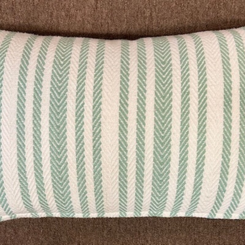 Stripe Down Lumbar Pillow
White and Green
Size: 24x14H