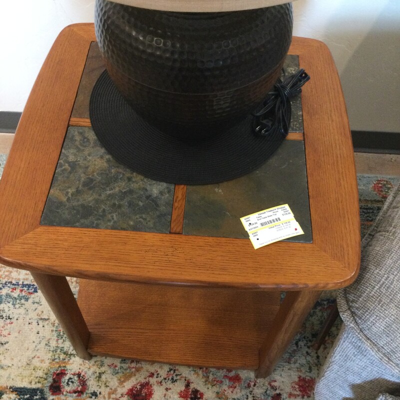 End Table Slate Top, Wood, Size:24w x 24d x 25h  A3583

FOR IN STORE OR PHONE PURCHASE
Loacl delivery available. $50 minimum.