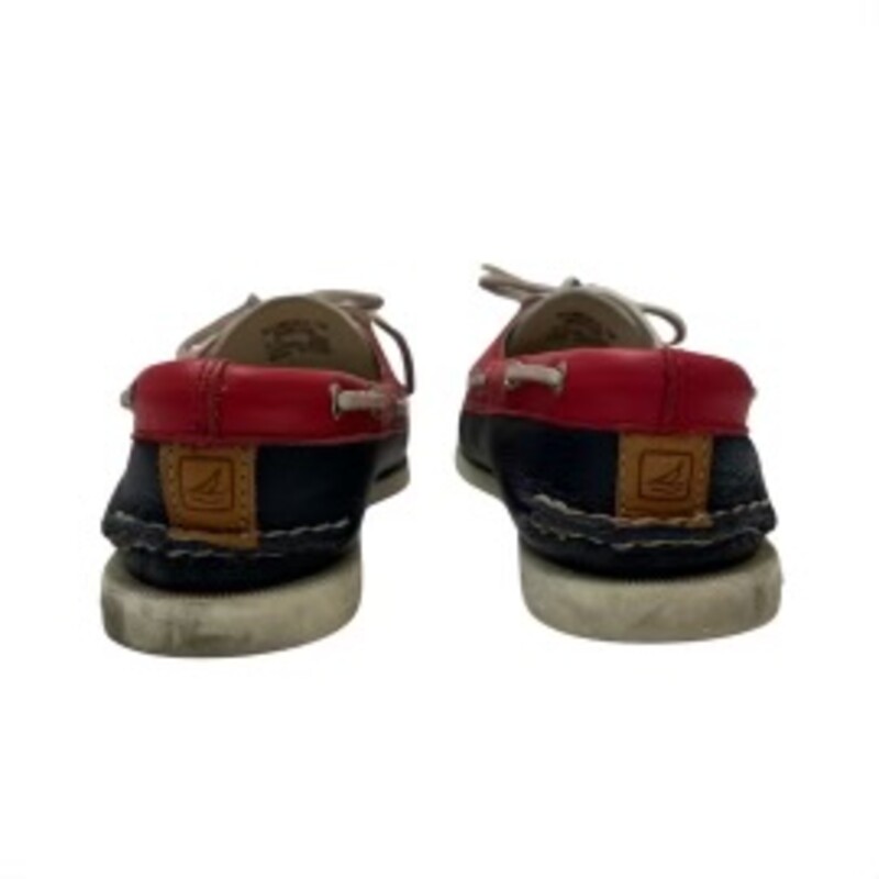 Sperry Audrey Boat Shoes<br />
Leather Uppers<br />
Colors: Red, Navy, and White<br />
Size: 7