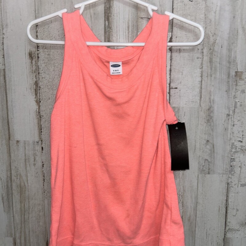 6/7 Coral Ribbed Tank, Coral, Size: Girl 6/6x