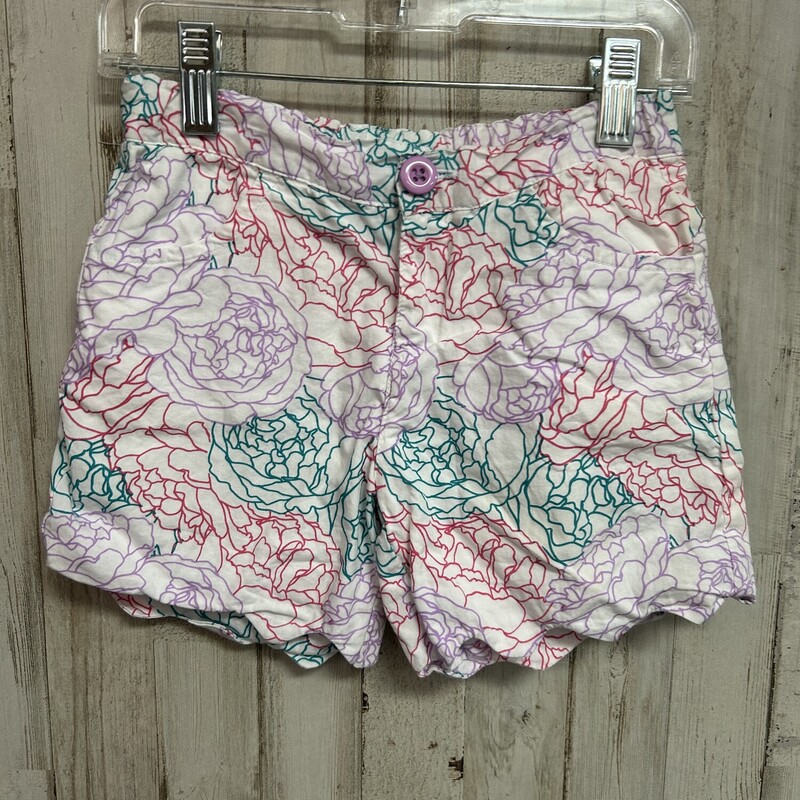 7 White Floral Shorts