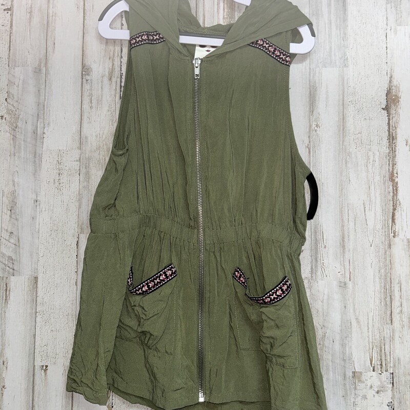 10/12 Olive Zip Tank, Green, Size: Girl 10 Up
