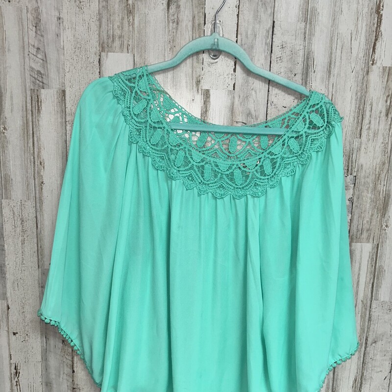 XL Teal Lace Sheer Top, Green, Size: Ladies XL
