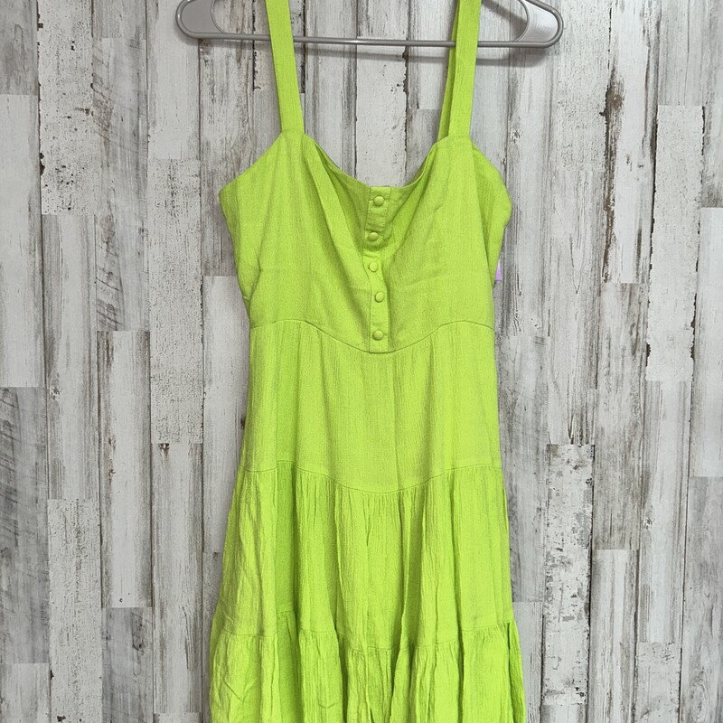 M Lime Button Tank Dress