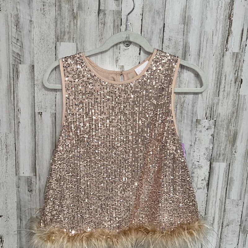 S Gold Sequin Feather Tan, Gold, Size: Ladies S