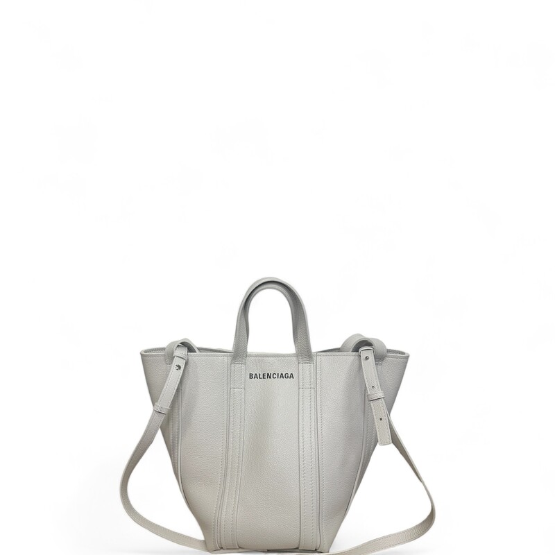 Balenciaga Everyday Small White

Dimensions:
Base length: 5 in
Height: 8.5 in
Width: 6.5 in
Drop: 3.25 in
Drop: 20 in