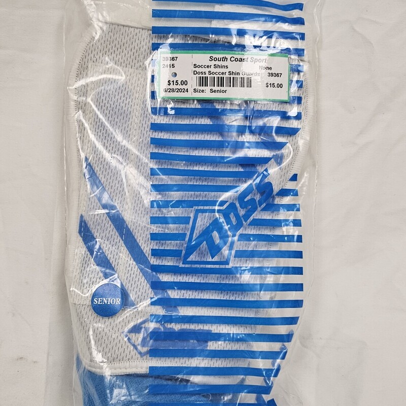 Doss Soccer Shin Guards, Size: Senior, New in Package