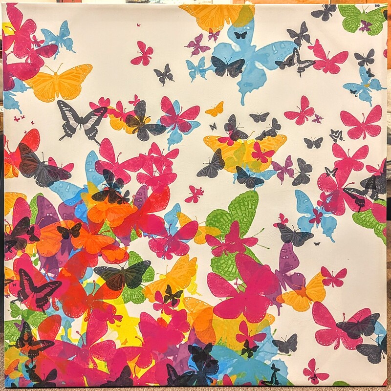 Butterflies On Canvas
White Pink Blue Green
Size: 35x35H