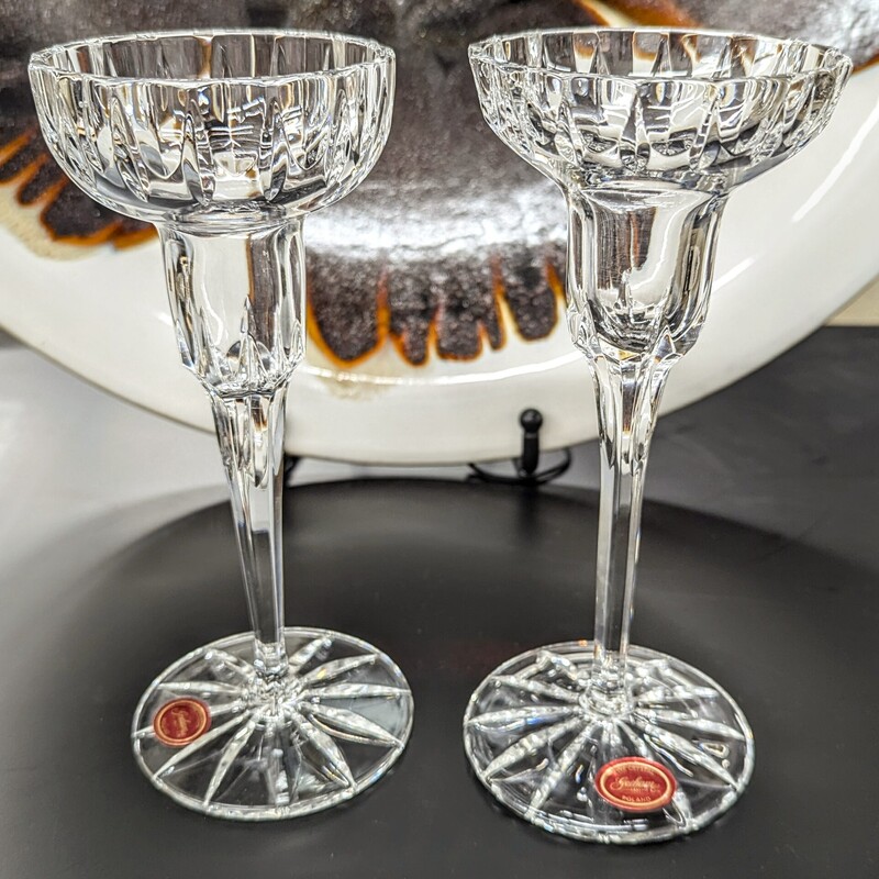 Gorham Crystal Poland Candlestick Holders
Set of 2
Clear
Size: 3 x 7.5H