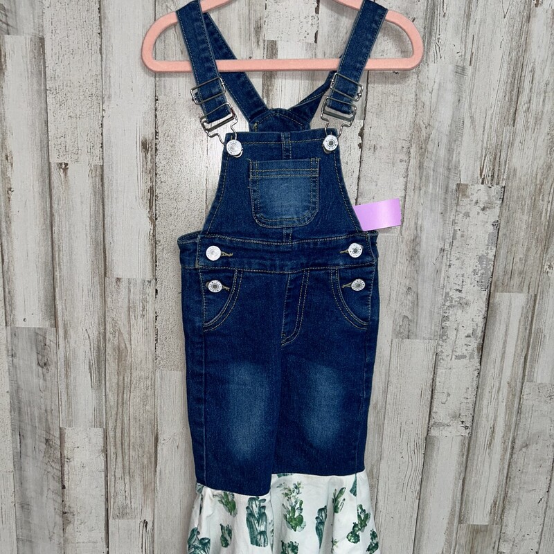 2 Cactus Overalls, Blue, Size: Girl 2T